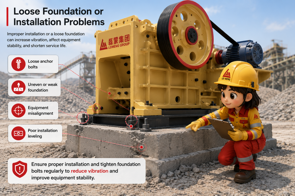 loose foundation causing crusher vibration