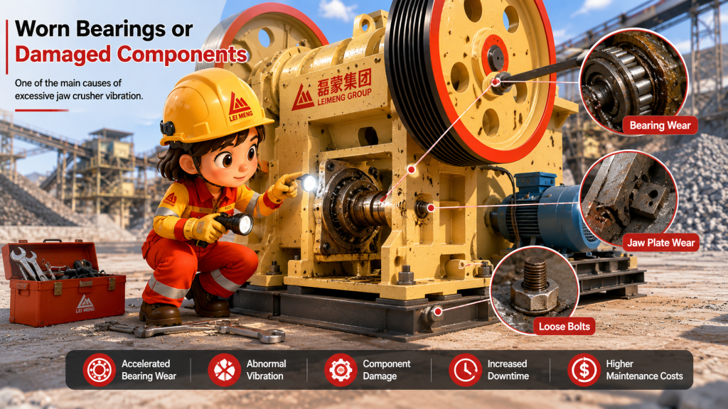 worn bearings causing jaw crusher vibration