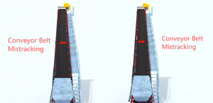 Conveyor belt mistracking to the left and right in an aggregate crushing plant